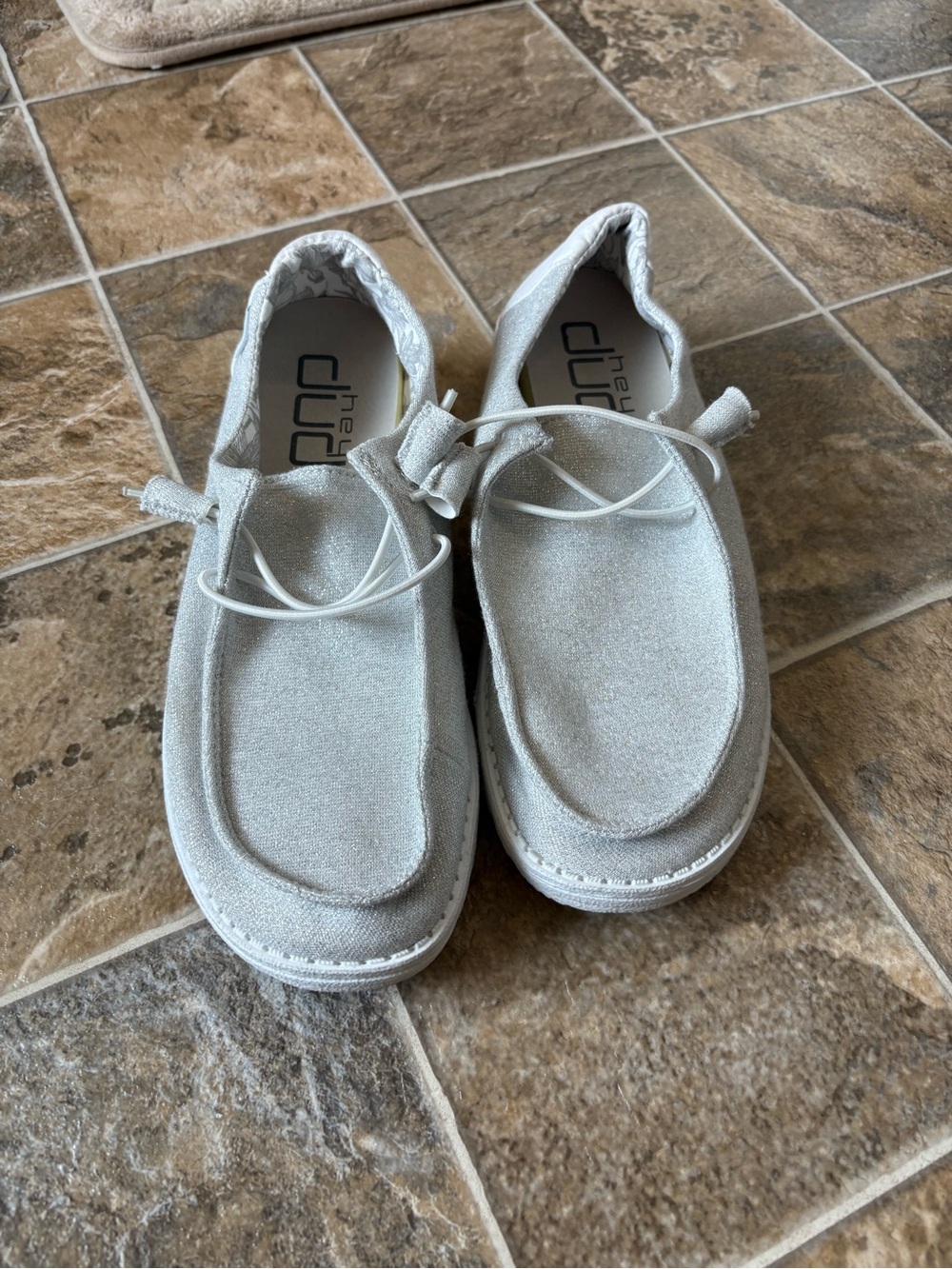 Hey Dude Women’s Silver Sparkle Canvas Shoes
